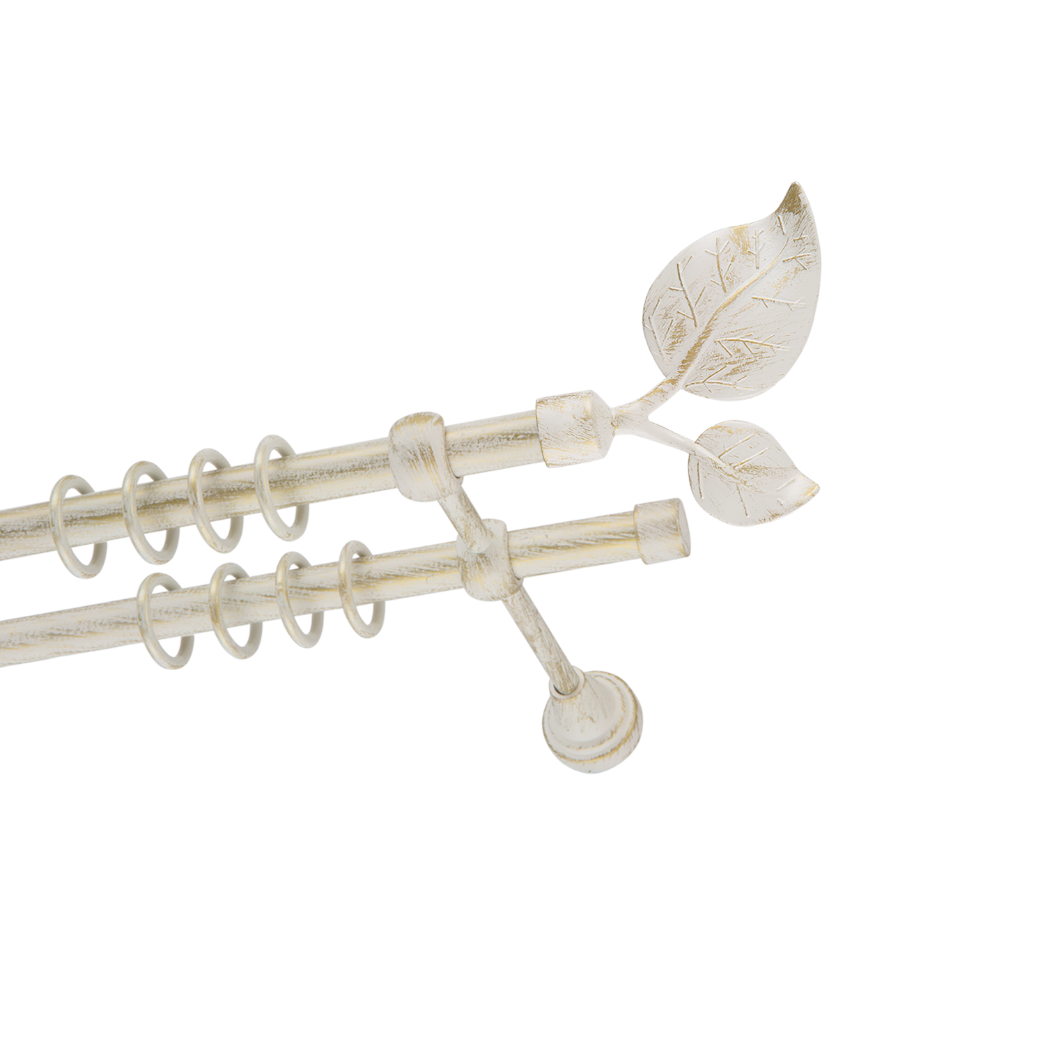 Металлический карниз для штор Тропик, двухрядный 16/16 мм, белый, гладкая штанга, длина 180 см - фото Wikidecor.ru